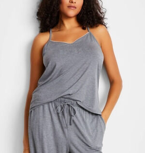NWT State of Day Intimates Tank Top Womens M Gray Pewter Heather Cami TOP ONLY